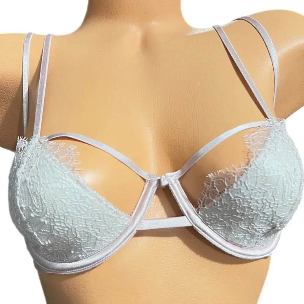 Victoria's Secret Very Lined strappy Balconet underwire Bra pink 34C